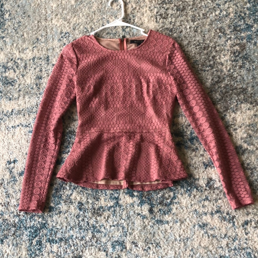 BCBGMaxazria peplum lace top